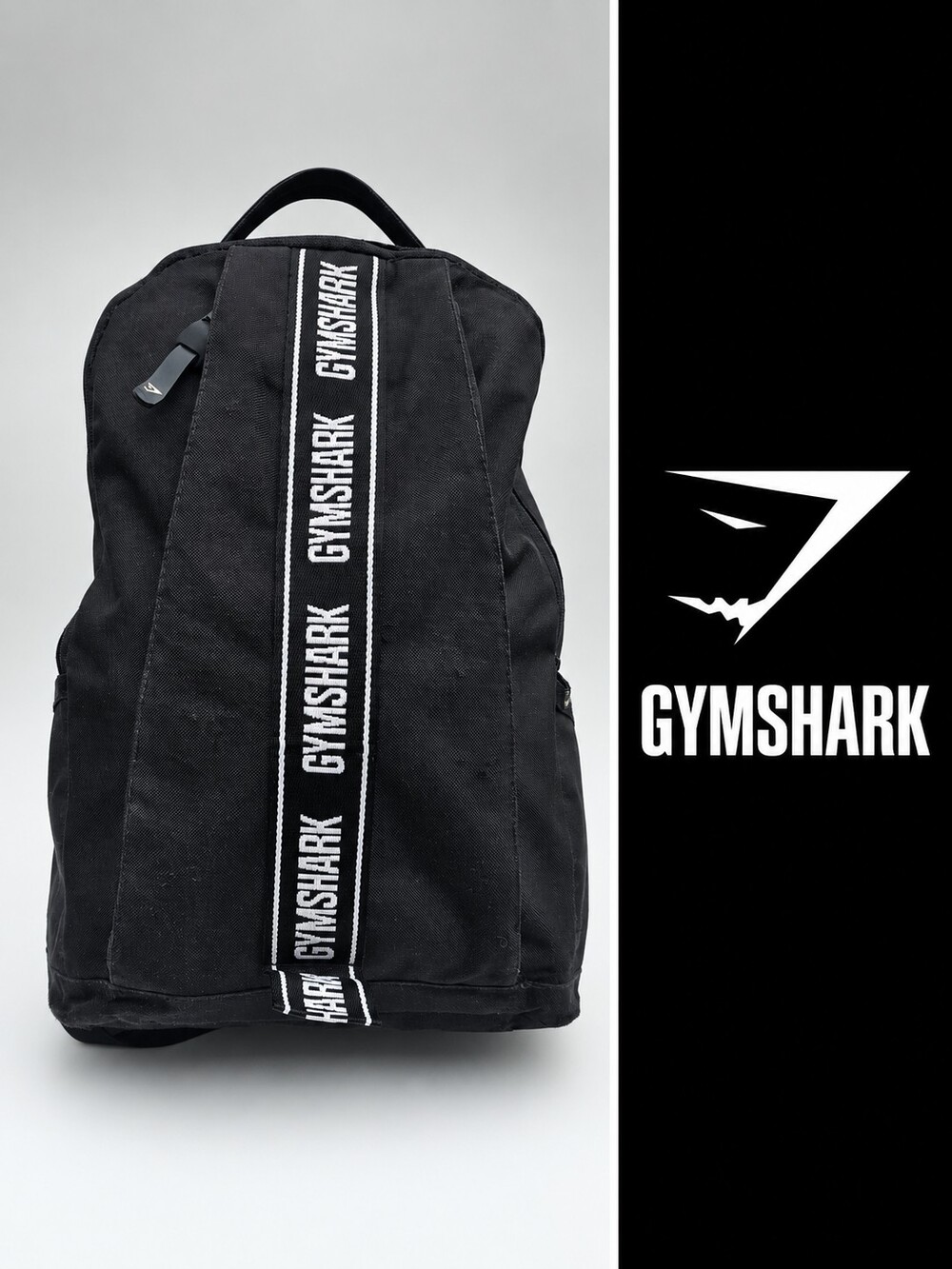 Gymshark Taped Logo Backpack Black 20L Gym Workout Laptop Bag